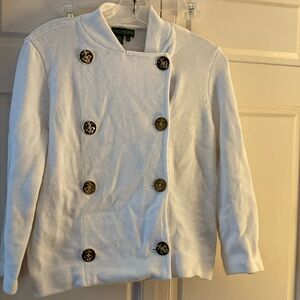 Lauren Jeans Company by Ralph Lauren White Knit Sweater size Medium